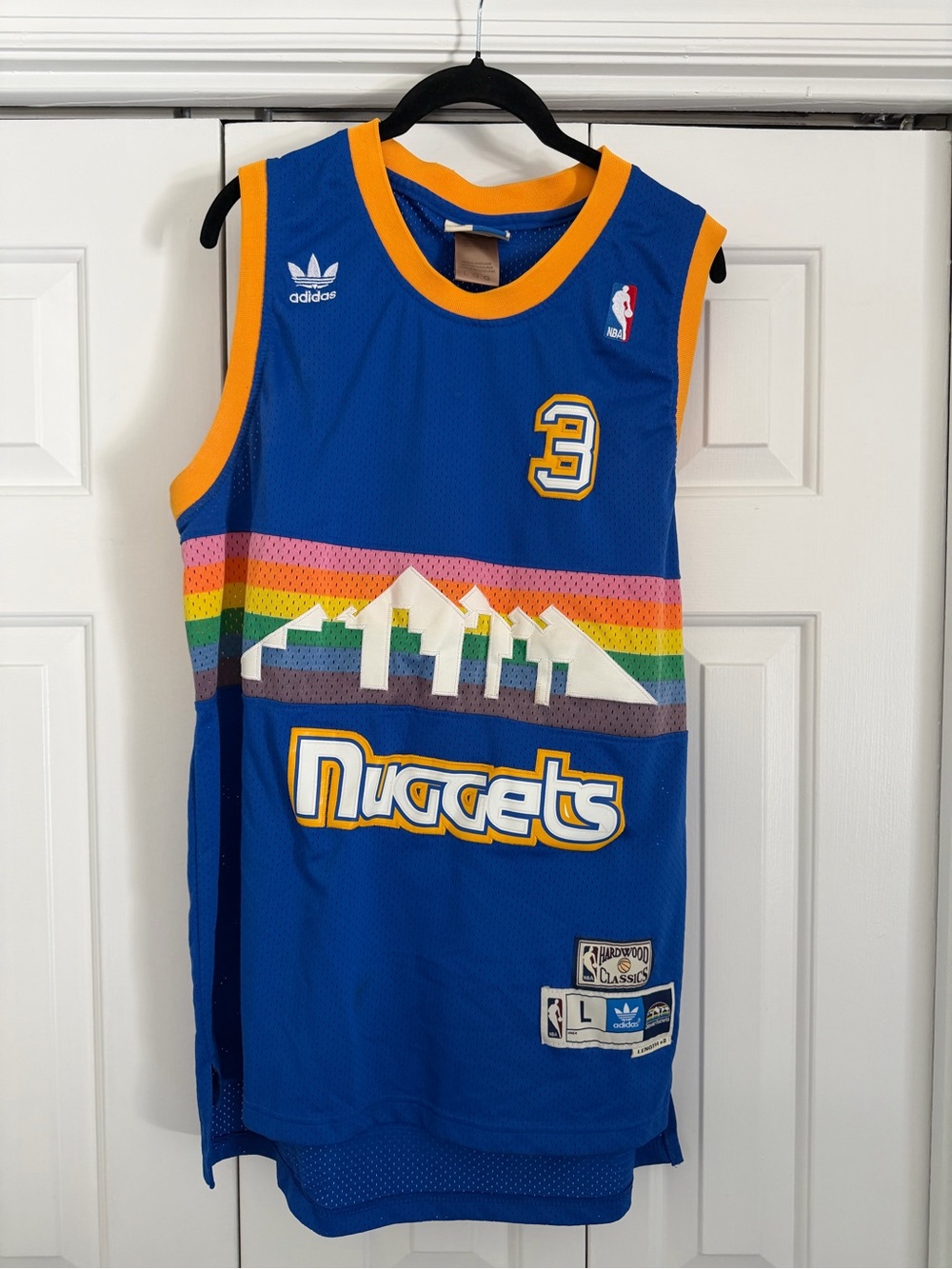 Allen Iverson Denver Nuggets Adidas Hardwood Classics Jersey, Men’s Size Large